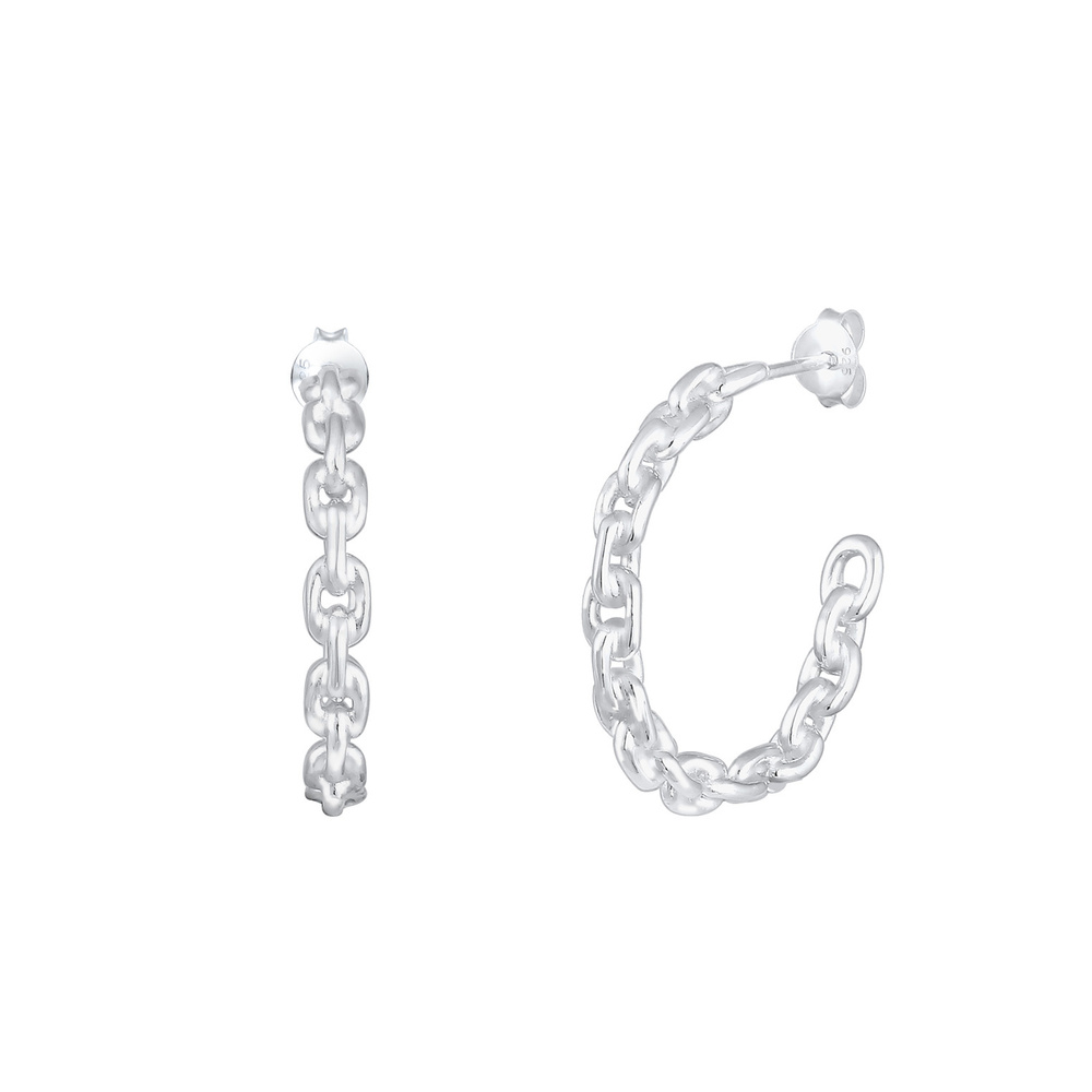 Elli Elli Boucles d'Oreilles Creole Forme de Chaîne Boucles d'Oreilles Femme  (925/100 Boucles d'oreilles