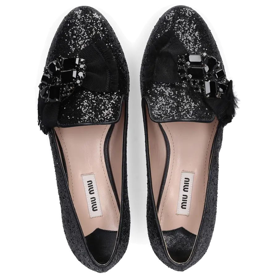 Miu Miu - Loafer Glitter - schwarz