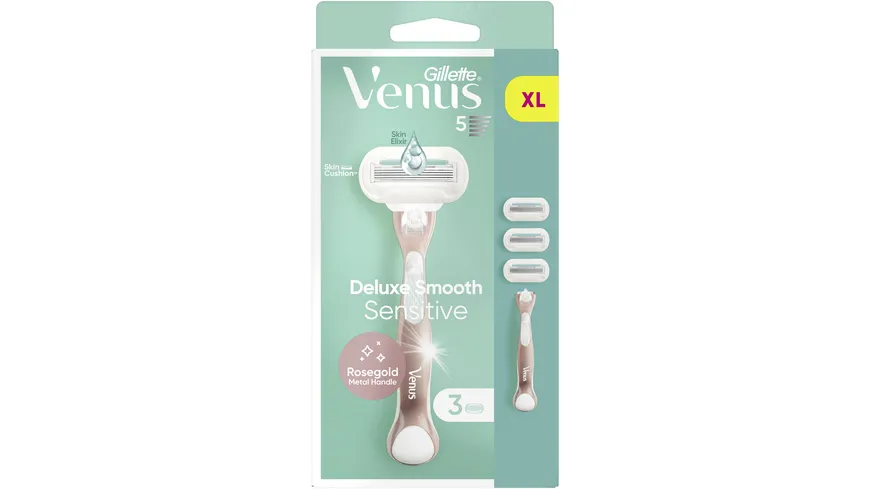 Gillette Venus Klingen + Rasierer Deluxe Smooth Sensitive Rosegold
