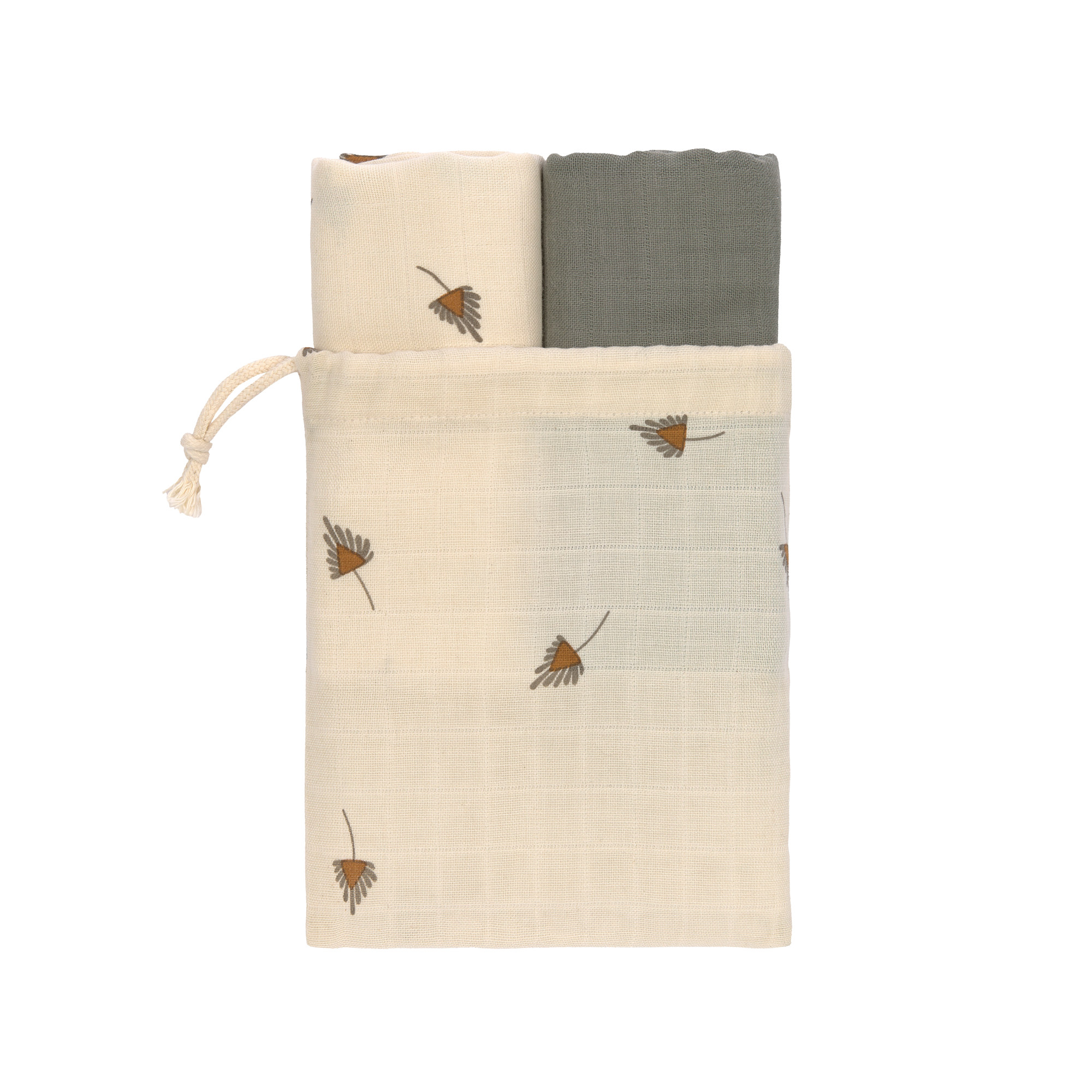 Mulltücher 2er Set M - Taupe, Grau