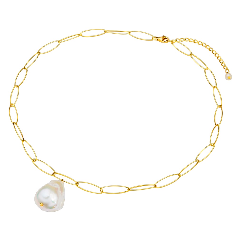 Valero Pearls Collier de perles Argent sterling Perle de culture d'eau douce en Or jaune collier