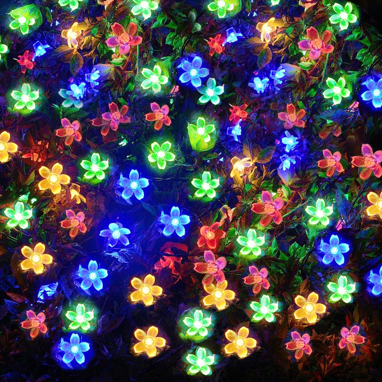 Salcar LED Solarleuchte 5m Solar-Lichterkette Garten mit 20 Kirschblüten