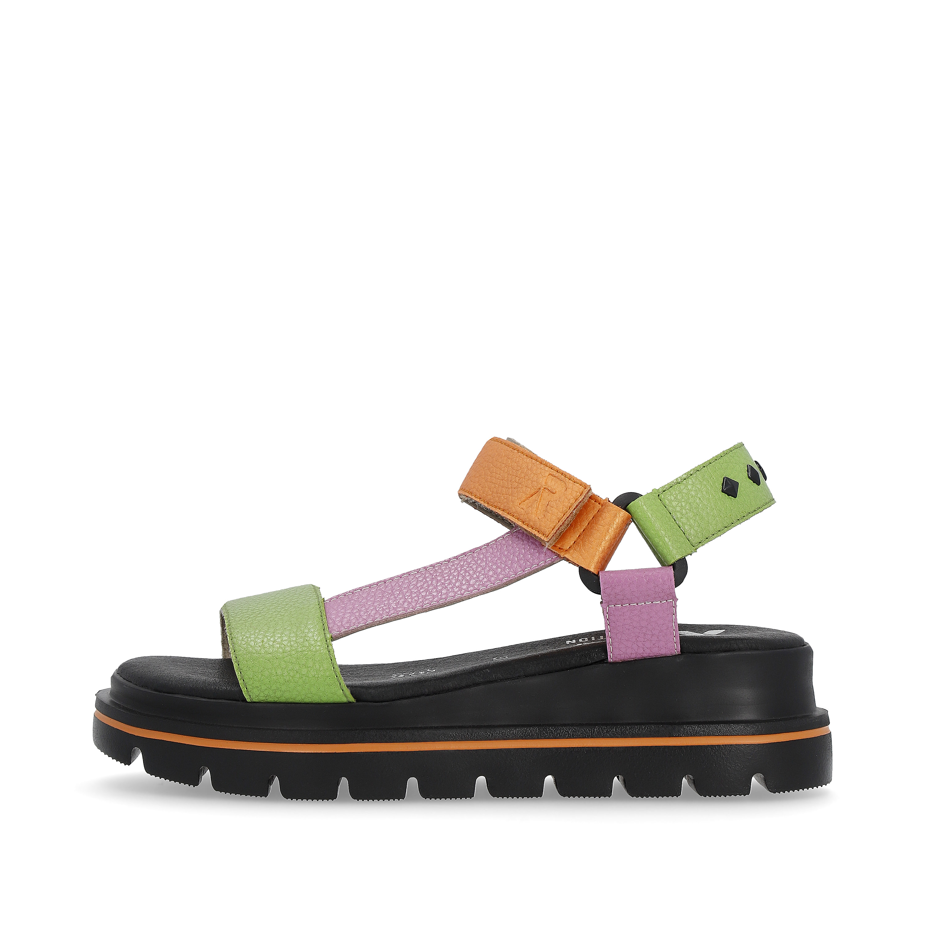 Rieker Damen Riemchensandalen black-green-pink-orange