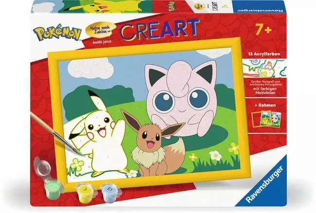CreArt Pokémon Abenteuer - Malen nach Zahlen für Kinder ab 7 Jahren