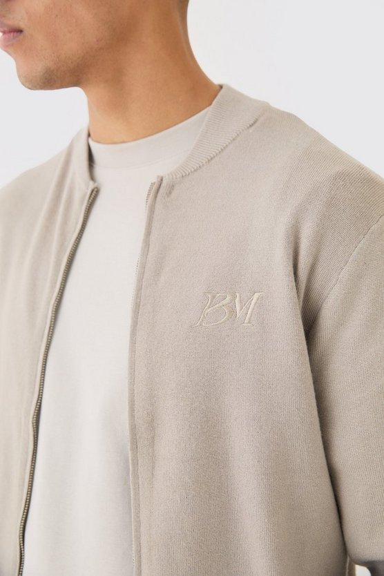 Strick-Bomberjacke mit Man-Logo
