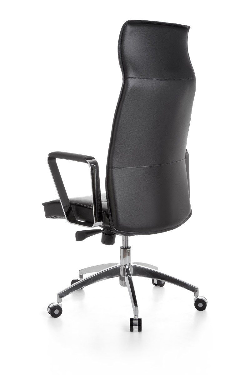 Amstyle Drehstuhl SPM1.137 (Echtleder Schwarz, Bürostuhl XXL 120 kg Modern), Schreibtischstuhl Drehbar, Chefsessel mit Armlehne