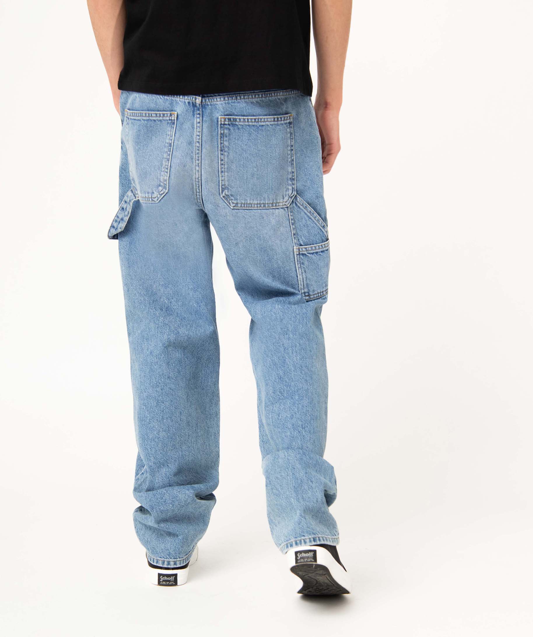 Jean homme style charpentier en denim délavé bleach | GEMO