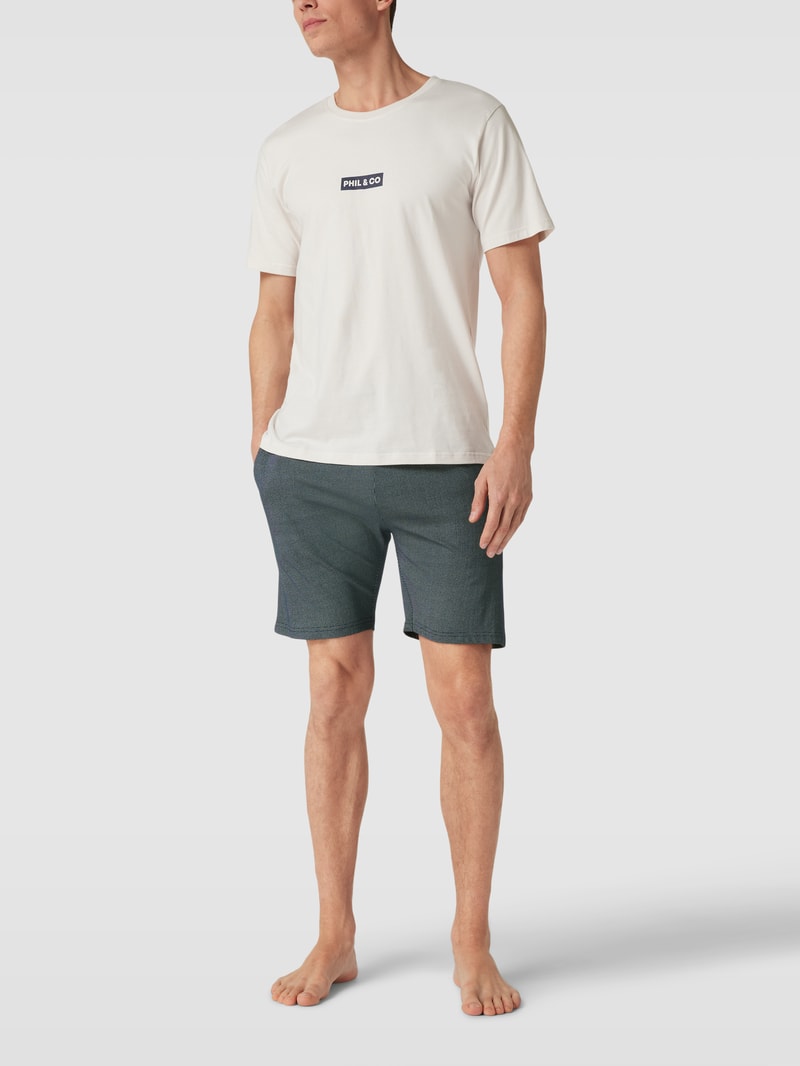 Pyjama-Shorts mit Allover-Muster in dunkelblau