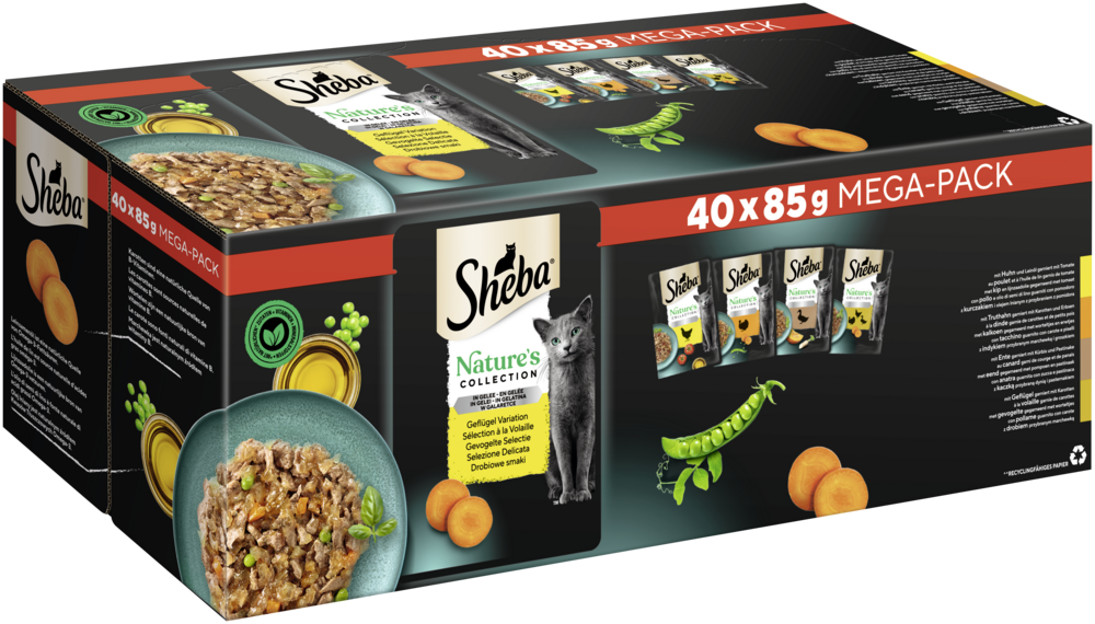 Sheba NATURE'S COLLECTION Portionsbeutel Multipack Geflügel Variation in Gelee 40x85g