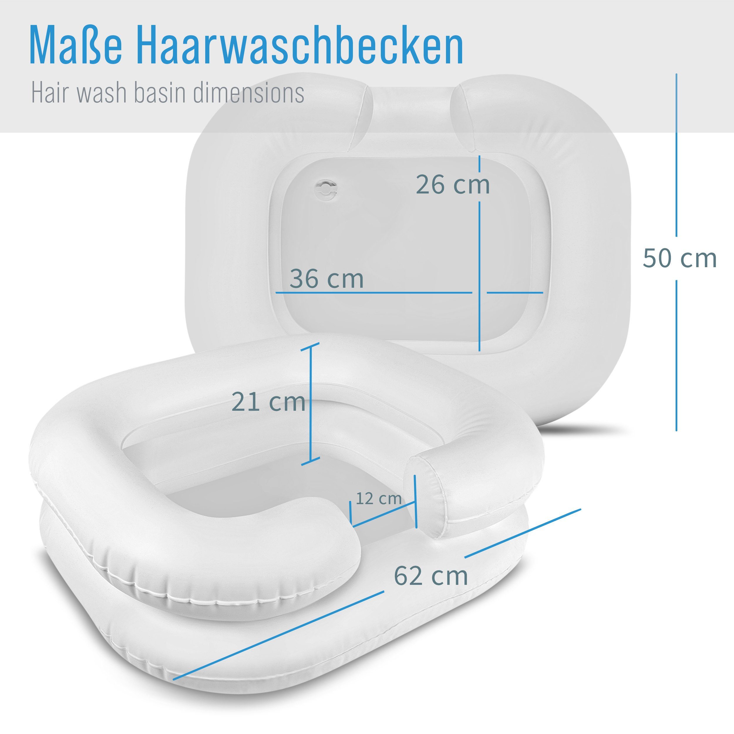 pulox Waschbecken Aufblasbares Haarwaschbecken inkl. Duschbeutel mit Brause