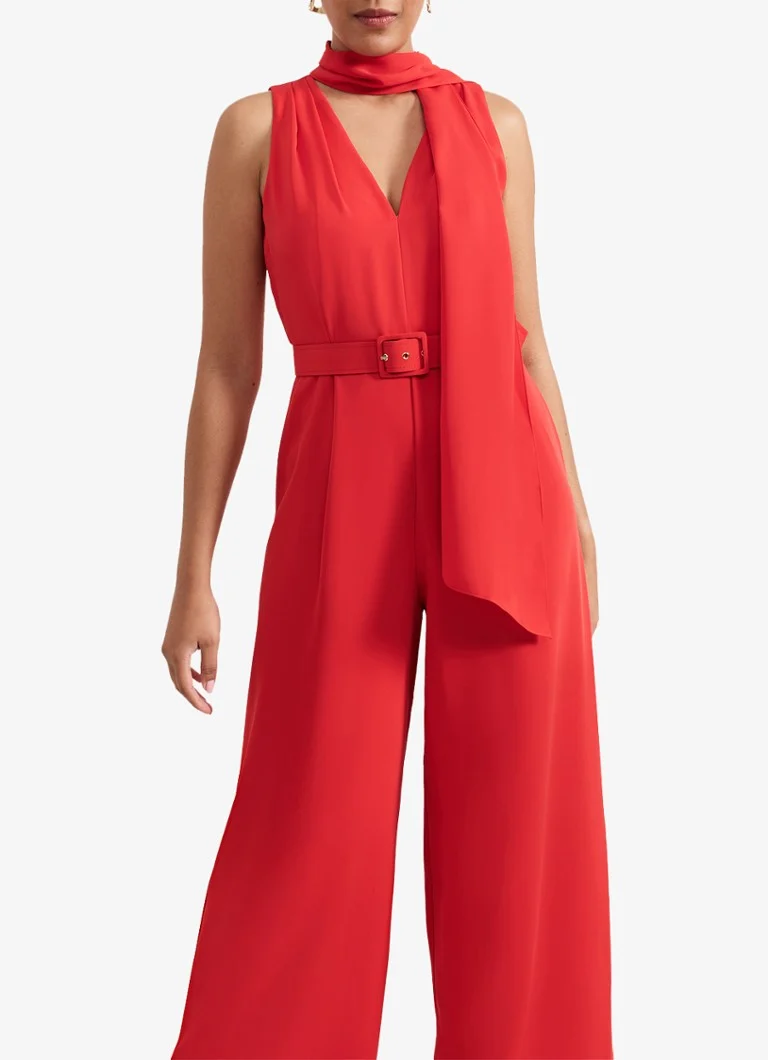 Phase Eight Petite Elika wide fit jumpsuit with shawl collar
