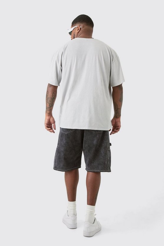 Plus graues T-Shirt mit Homme Palmen-Print