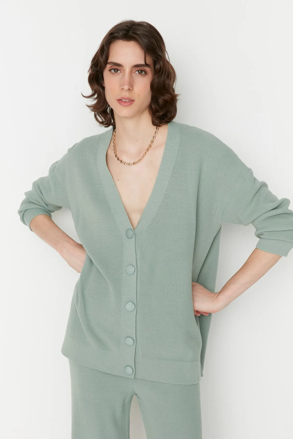 Trendyol Collection  Mintfarbenes Super-Oversize-Strickoberteil und -Unterteil-Set TWOAW23AU00001