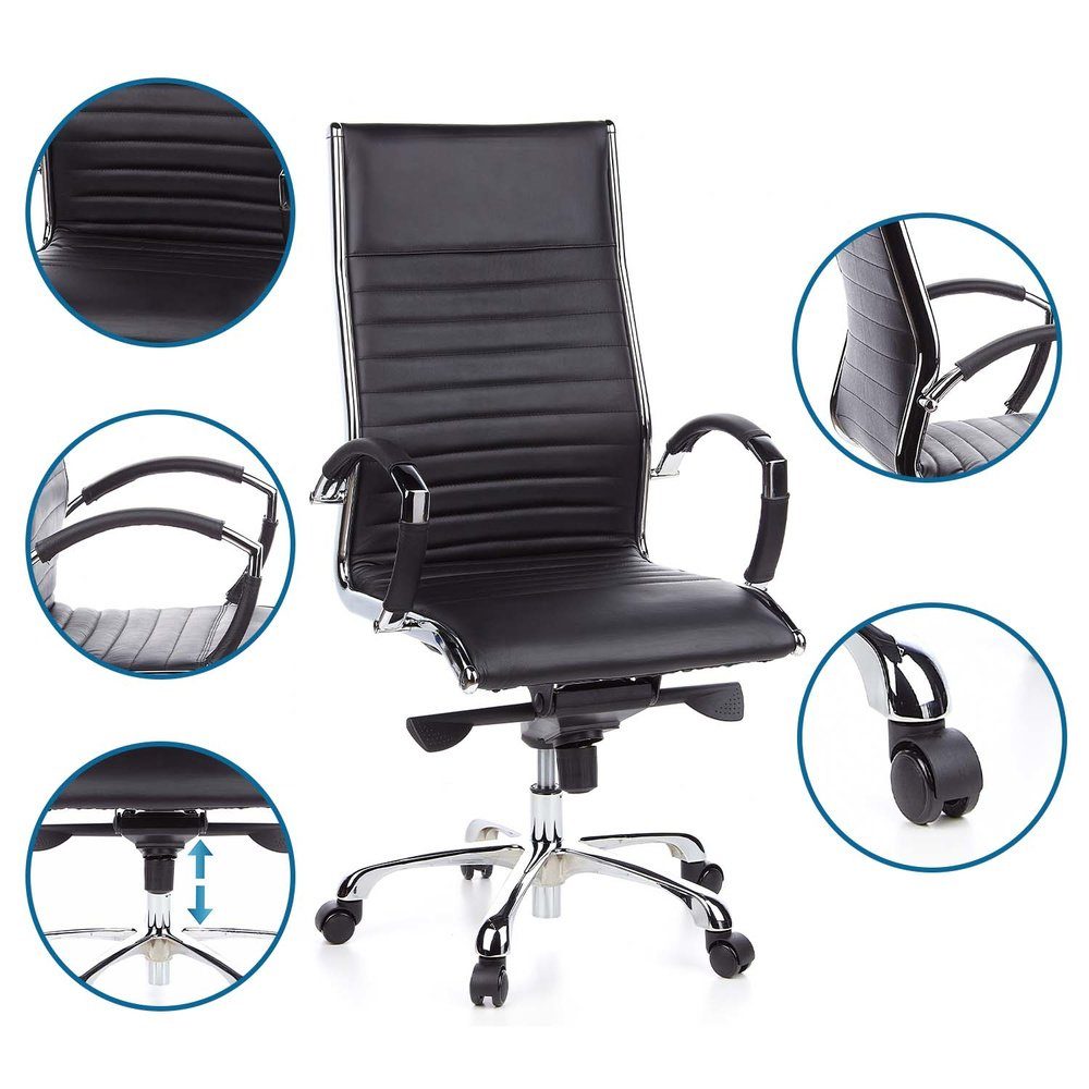 hjh OFFICE Chefsessel Profi Chefsessel PARMA 20 Leder mit Armlehnen, Drehstuhl Bürostuhl ergonomisch
