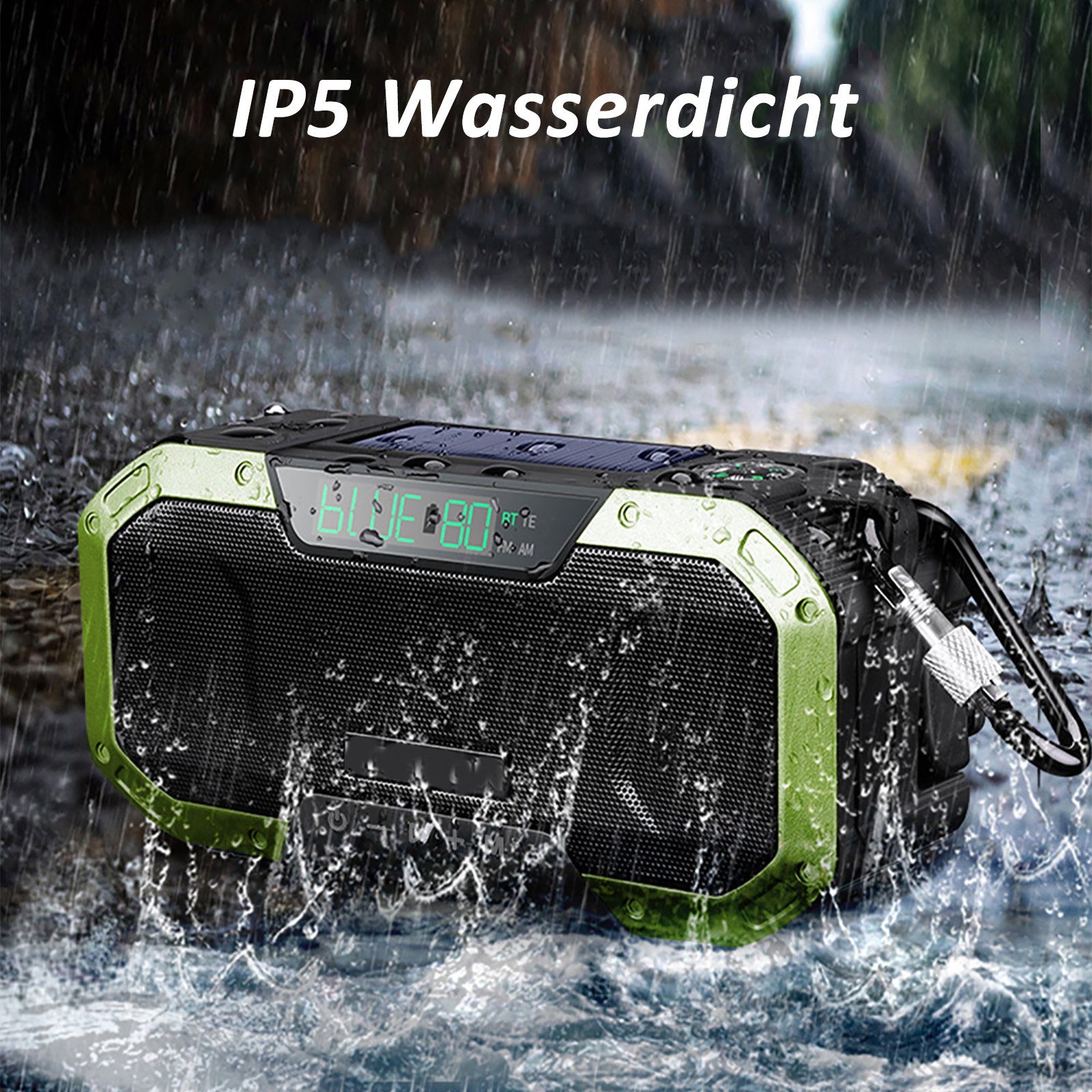 CALIYO Digitalradios, Radios,Solarradio, Kurbelradio mit Handyladefunktion Digitalradio (DAB) (Nostalgie Radio, Kurbelradio mit Handyladefunktion Radio (5000 mAh Powerbank mit USB-Ausgang Powerbank, FM/AM, IPX5)