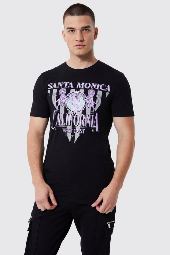 Tall Muscle-Fit T-Shirt mit Santa Monica Print