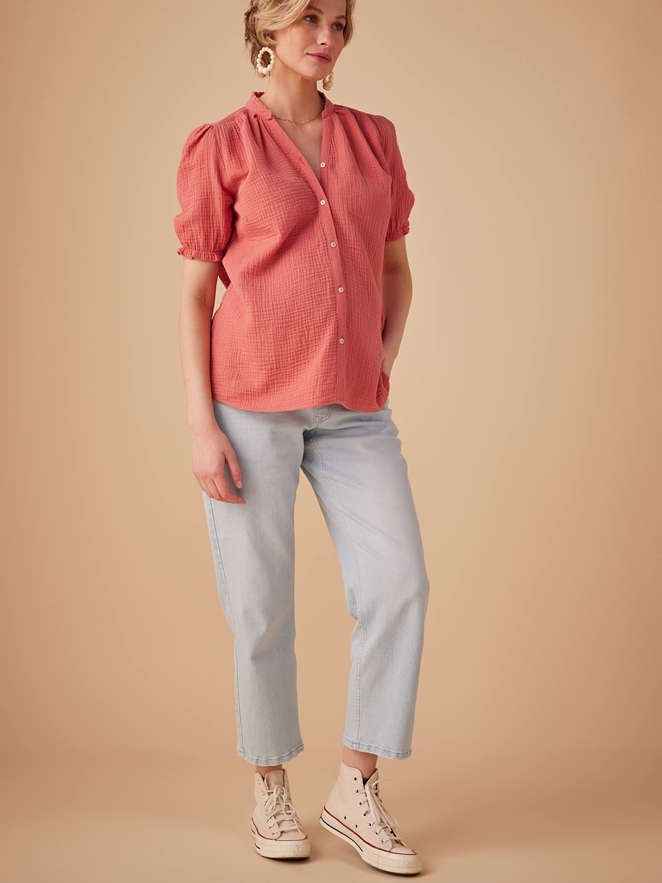 Envie de Fraise Musselinbluse für Schwangerschaft & Stillzeit ENVIE DE FRAISE - altrosa