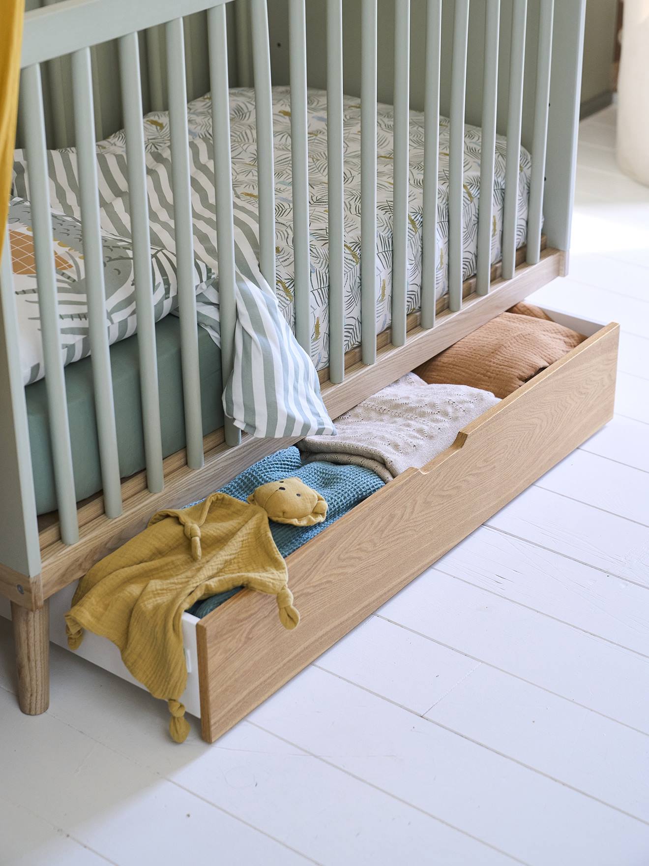 Vertbaudet Bettschublade für Babybett KONFETTI - weiß/natur