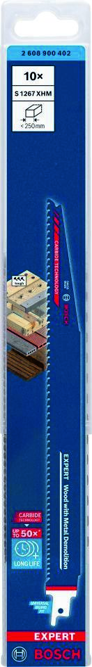 Bosch plavi pribor 2608900402 Expert ‘Drvo s metalom, rušenje’ S 1267 XHM list za recipročnu pilu, 10 dijelova