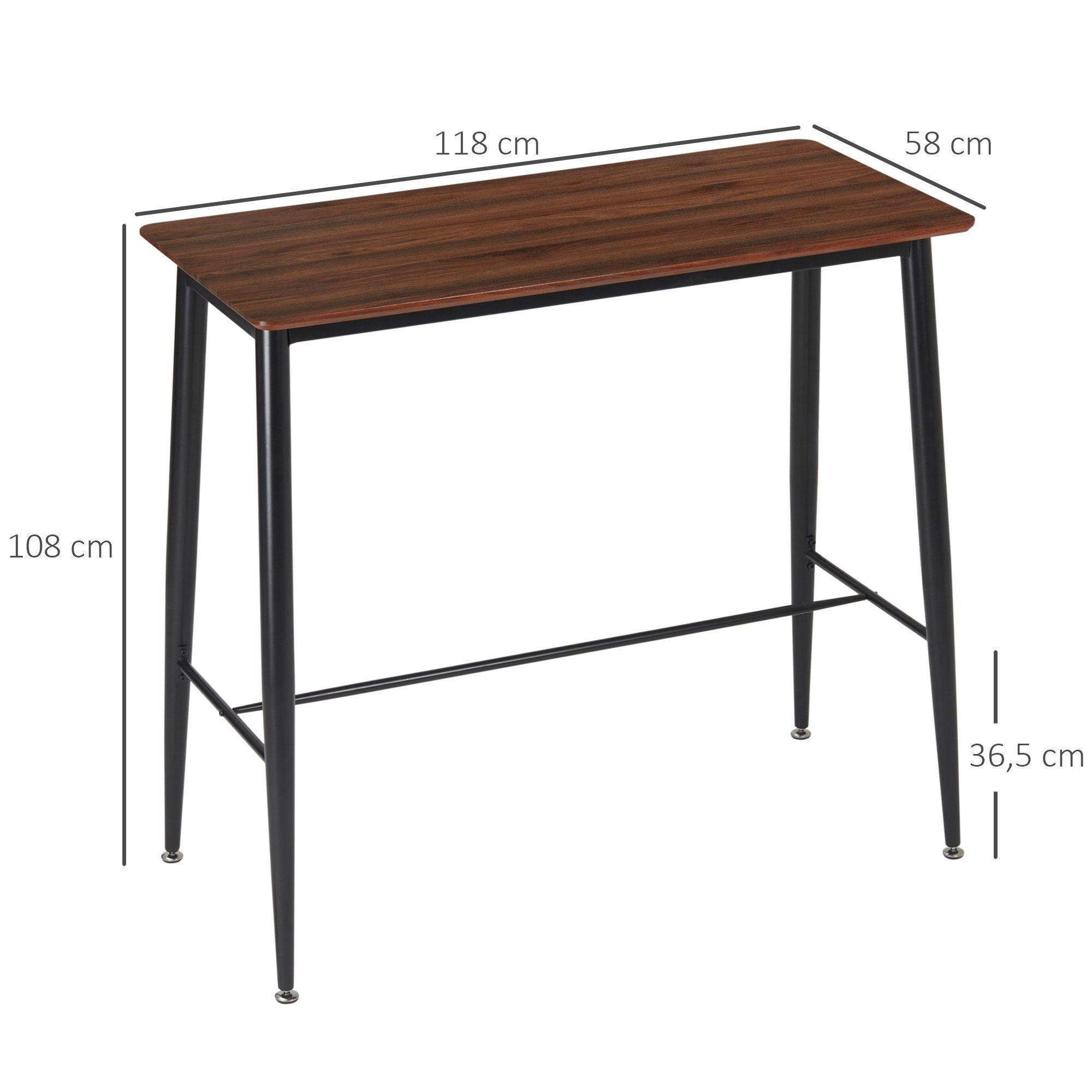 HOMCOM Bartisch Esszimmertisch (Stehtisch, 1-St., Küchentisch), BxLxH: 58 x 118 x 108 cm