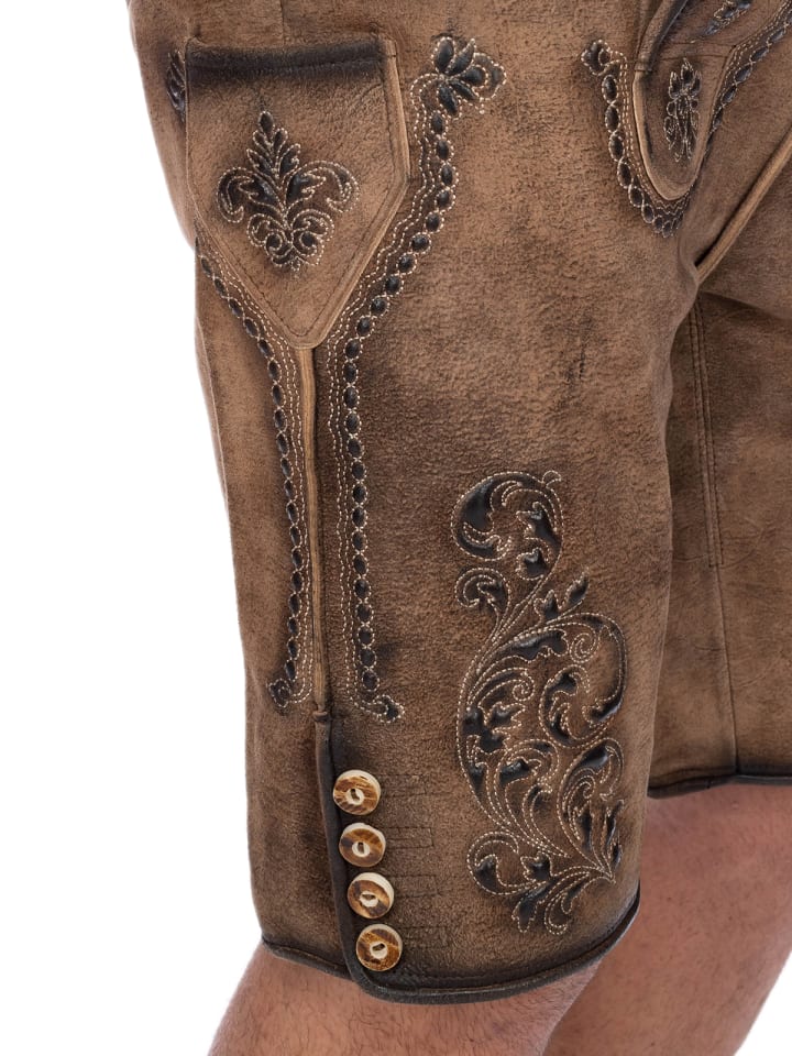 Gwandler Lederhose MARIUS-gespeckt in dunkelbraun günstig kaufen