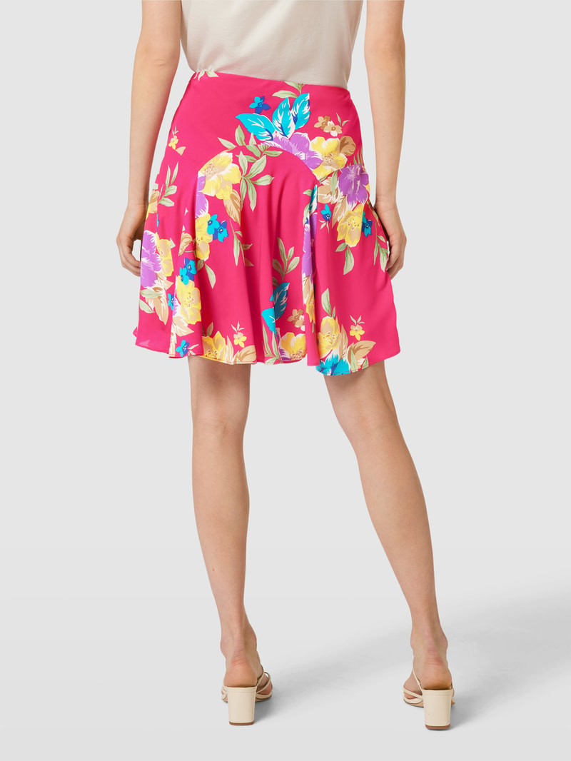 Knielanger Rock mit floralem Print Modell 'JASKIE' in pink