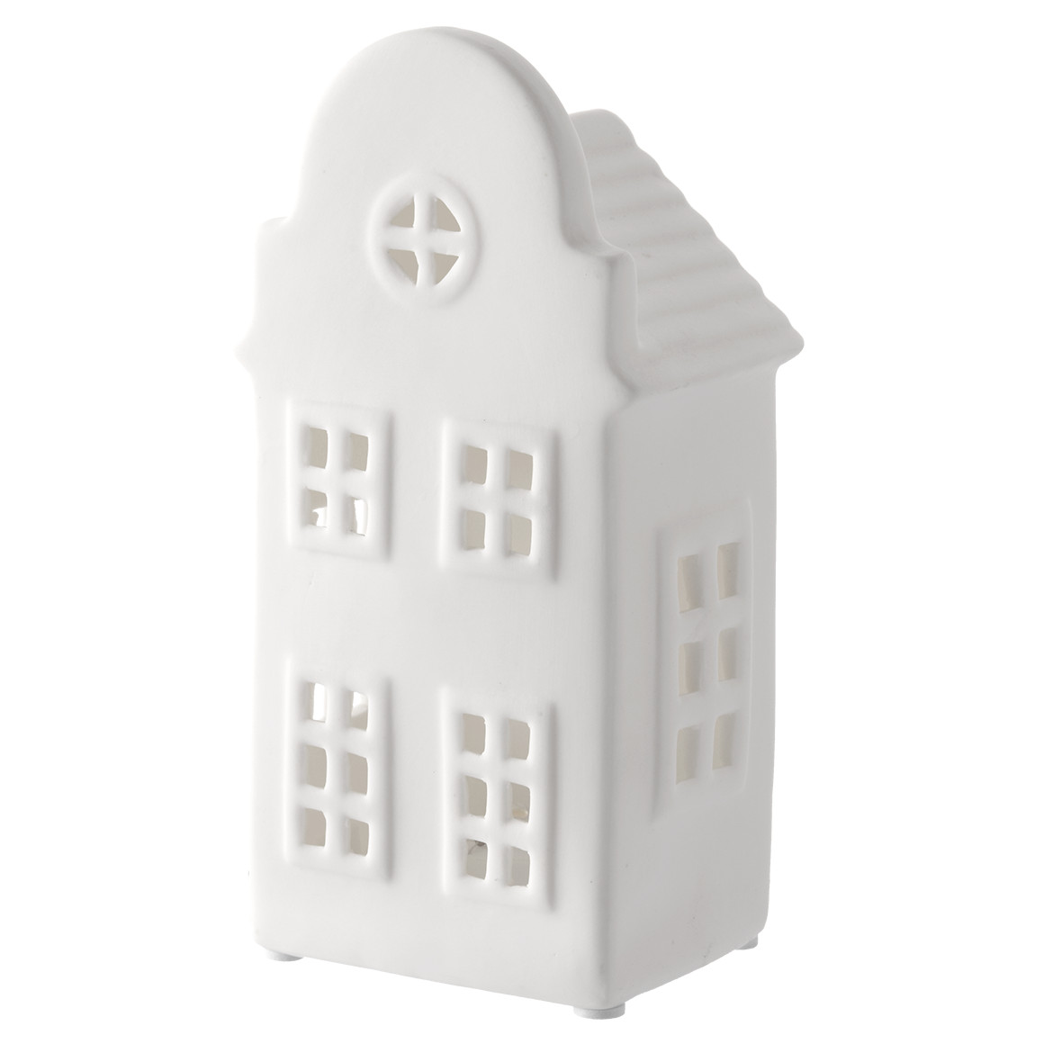 Großes  LED-Deko-Haus aus Porzellan weiss