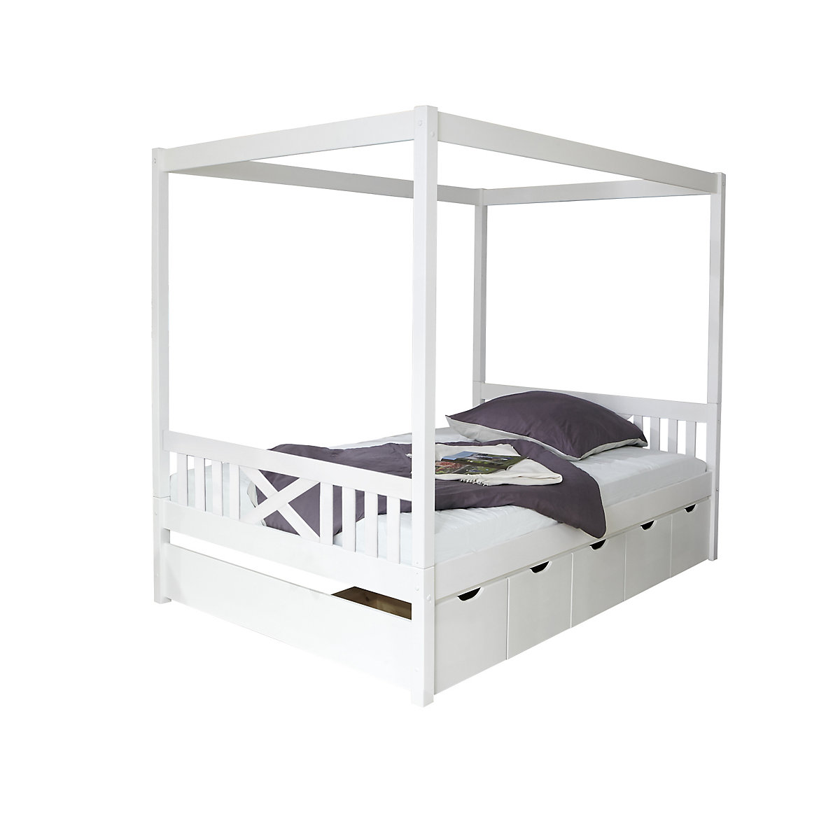Himmelbett Lino Kiefer Weiß 140x200