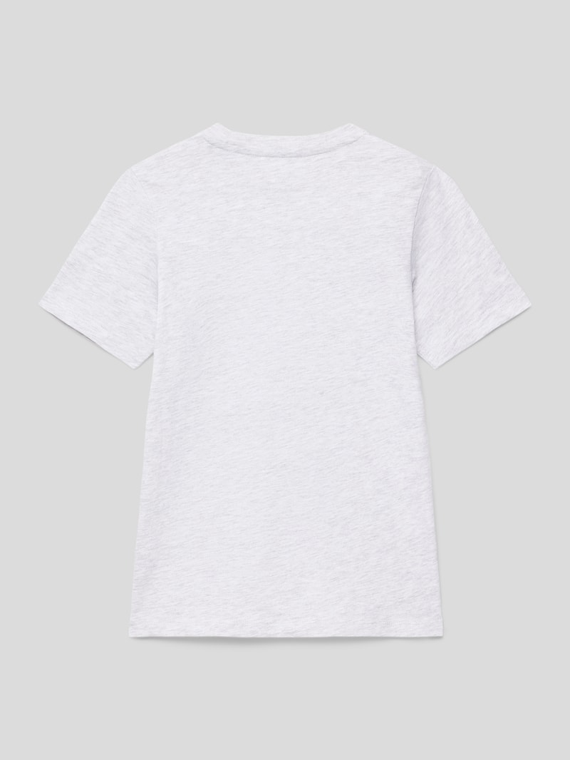 T-Shirt mit Label-Print Modell 'EJOSH' in ecru meliert