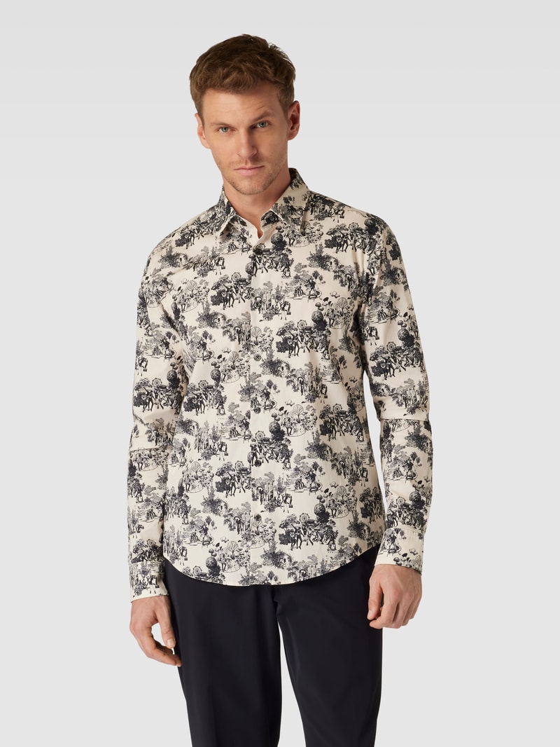 Freizeithemd im Allover-Look Modell 'Ermo' in offwhite