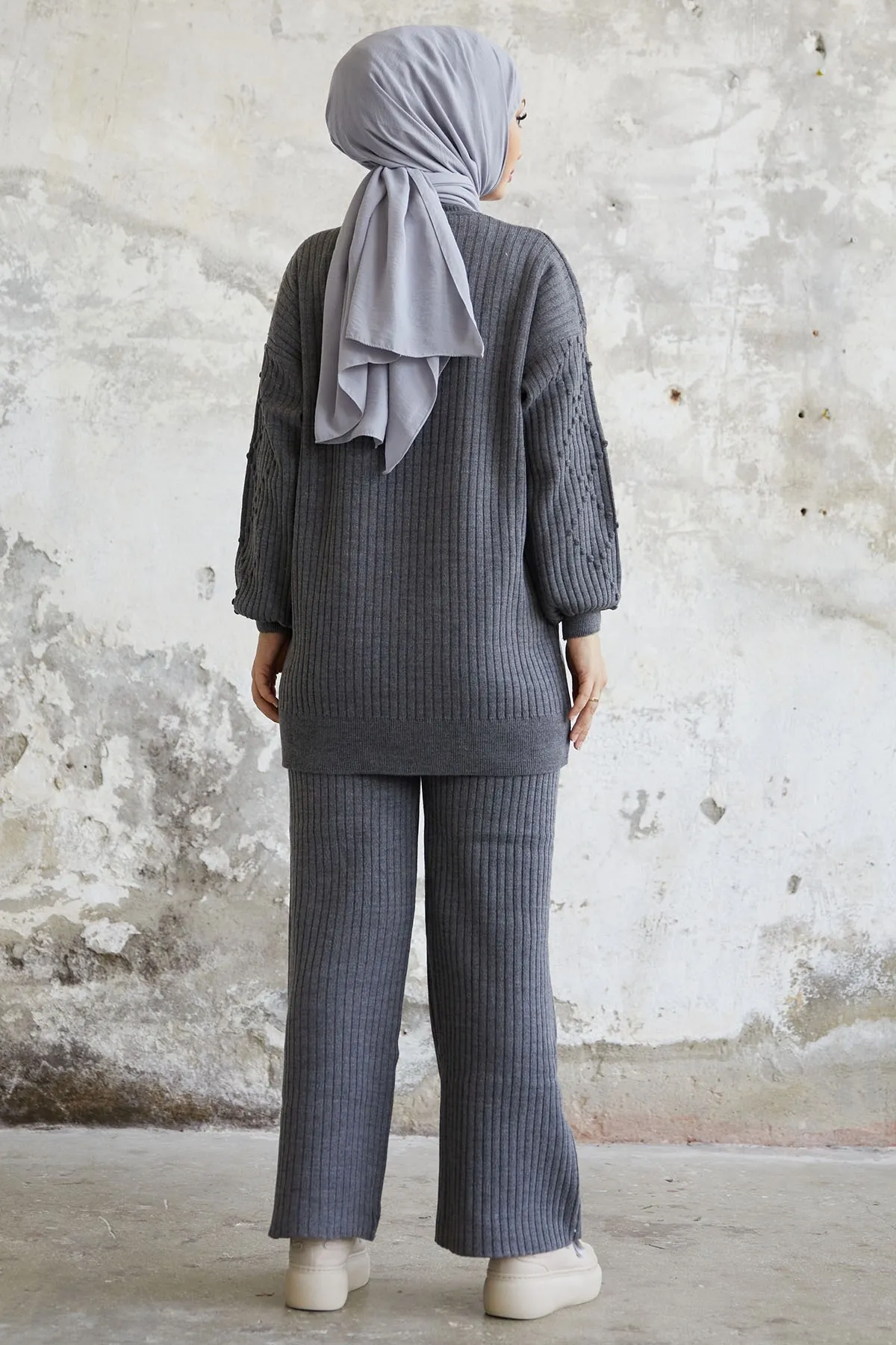 InStyle  Hermia Strickset mit Rippenmuster - Anthrazit
