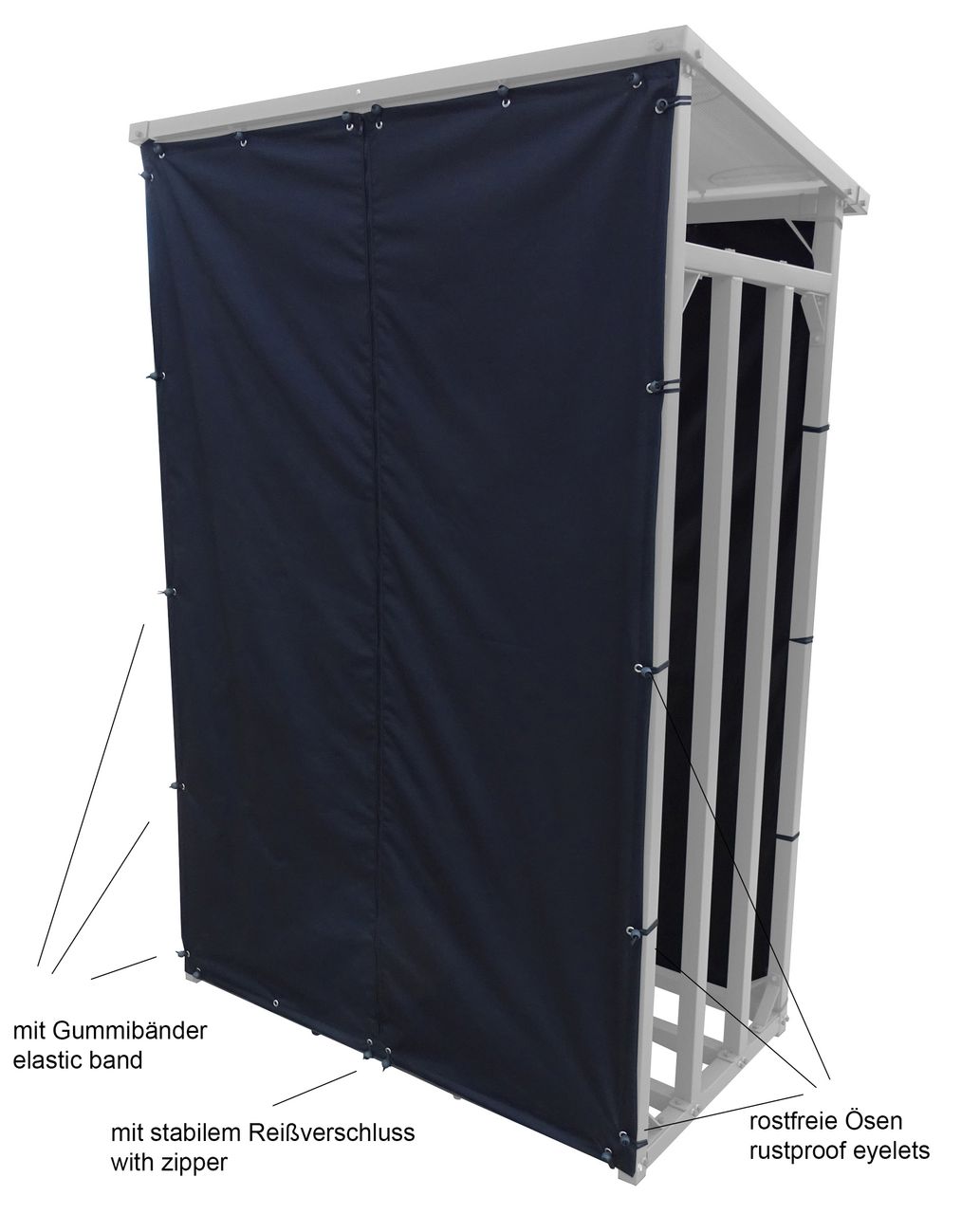 Grasekamp Wetterschutz Set Front und Rückwand zu Kaminholzunterstand M 130 x 60 x 150 cm Polyester Schwarz