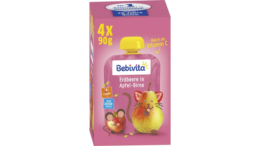 Bebivita Quetschbeutel Frucht Erdbeere in Apfel-Birne 360 g