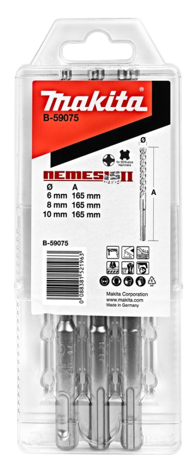 Makita Accessories B-59075 P4S: Set de 3 burghie SDS-PLUS