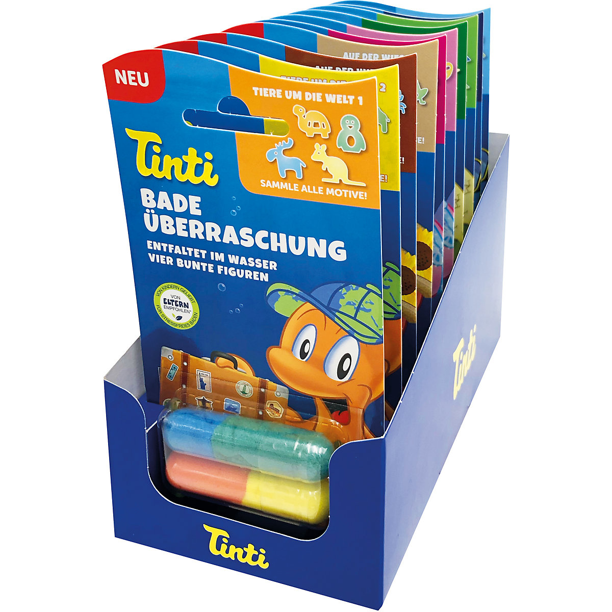 Badeüberraschung, 10er Pack, Badebohnen mit Schwammfiguren