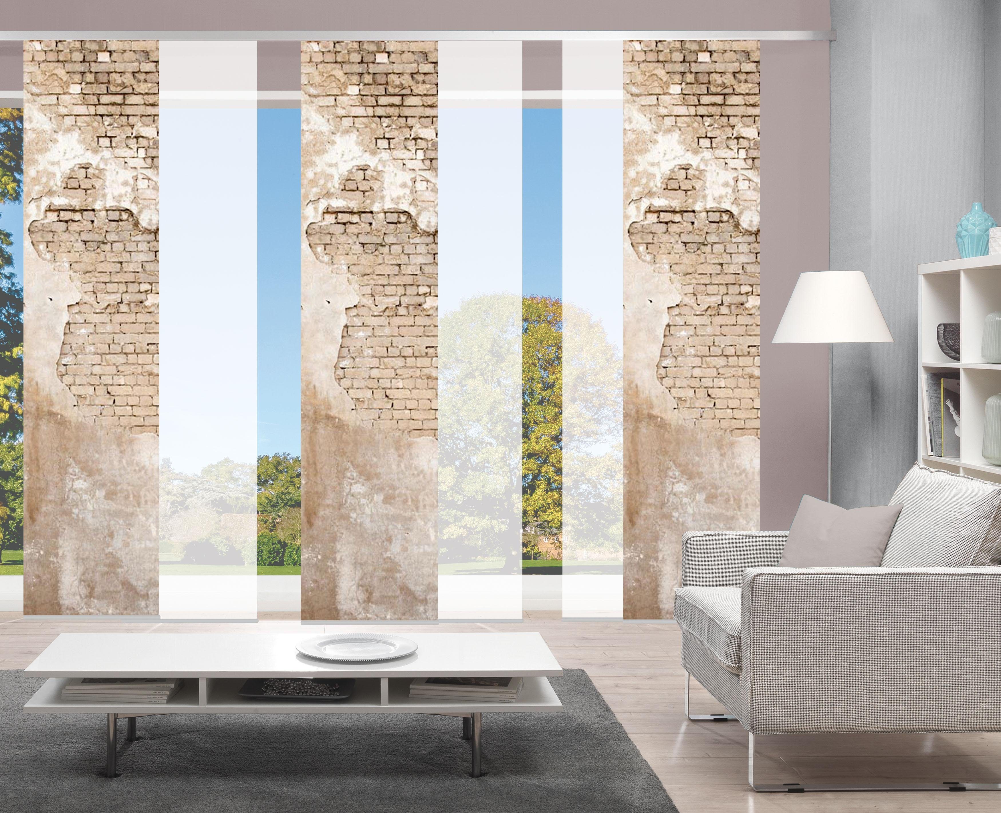 Schiebegardine WALLONA 6ER SET, HOME WOHNIDEEN, Paneelwagen (6 St), halbtransparent, Microfaser, HxB: 245x60