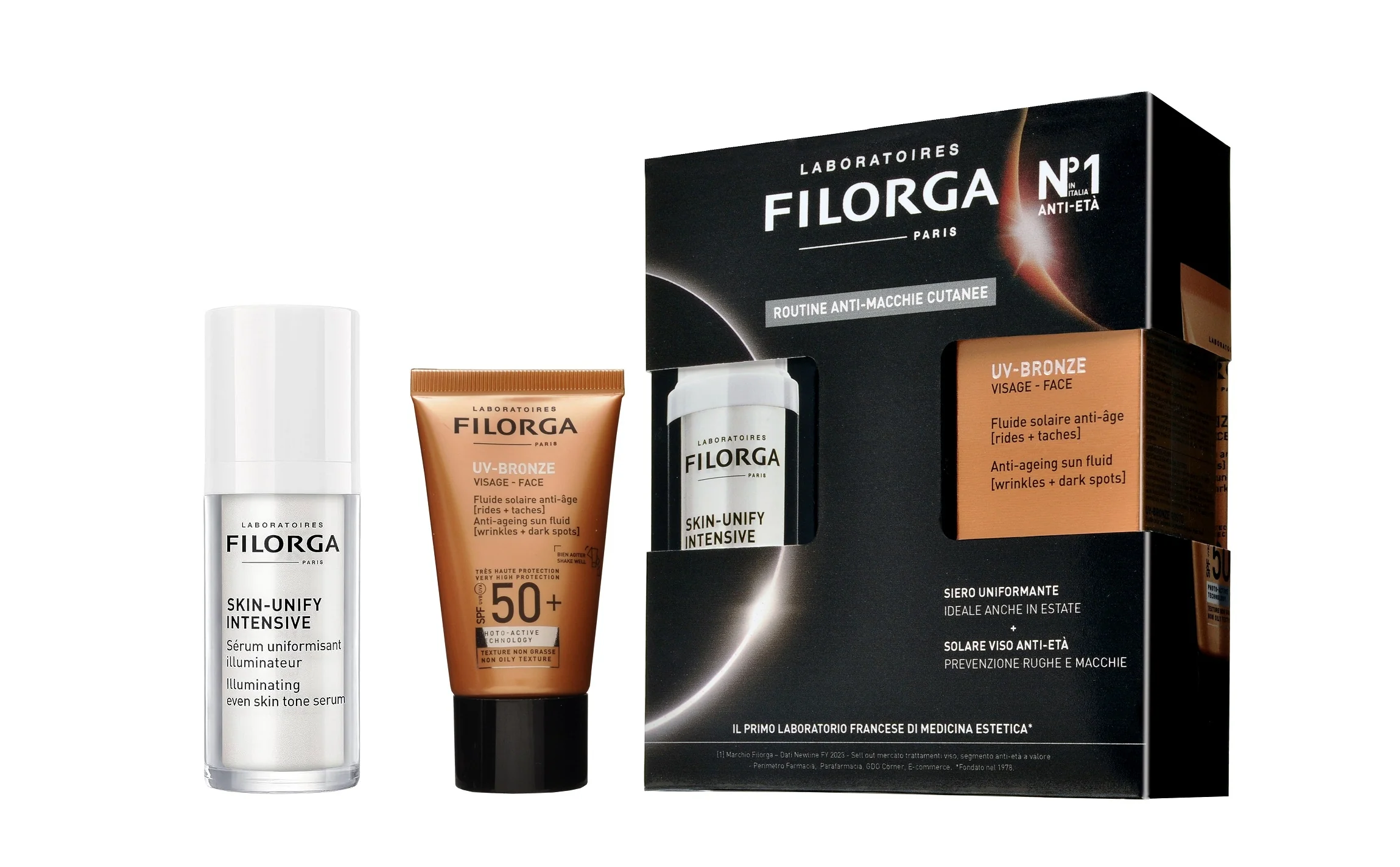 „Suncare Skin-Unify Intensive + UV Bronze Face SPF50+“ rinkinys – apsaugos nuo saulės rinkinys, apsaugos nuo saulės rinkinys, rinkinys nuo spuogų