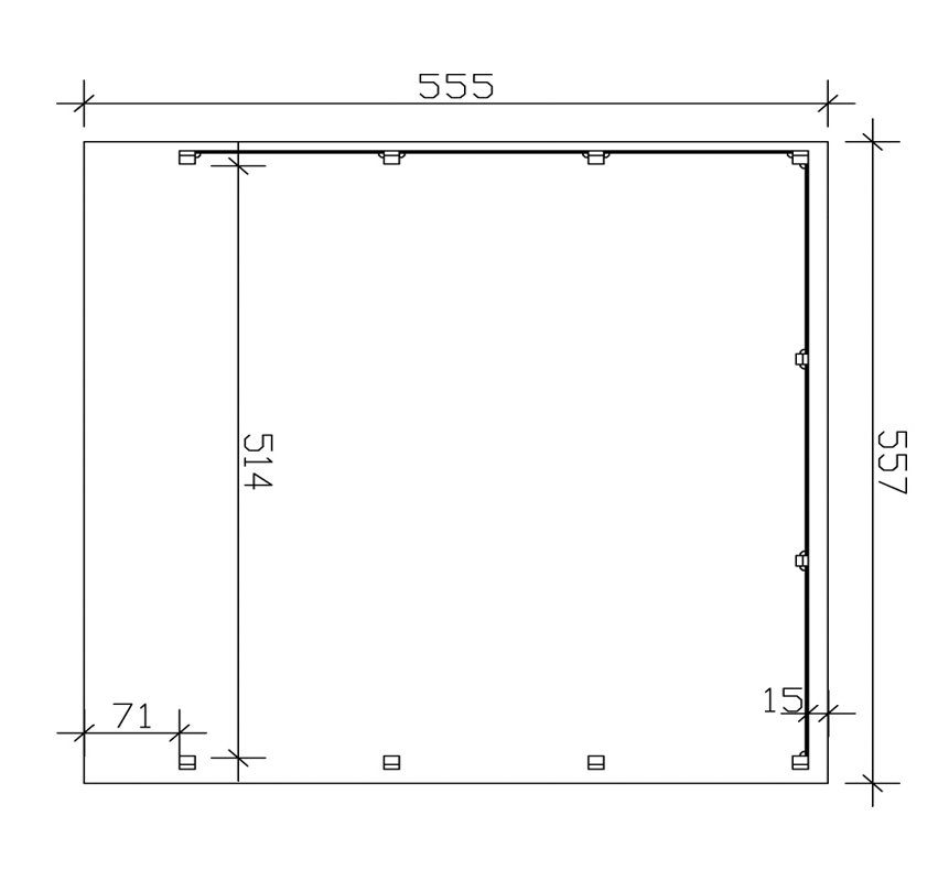 Skanholz Doppelcarport Friesland 3, BxT: 557x555 cm, 210 cm Einfahrtshöhe, (Set), mit Seiten- und Rückwänden