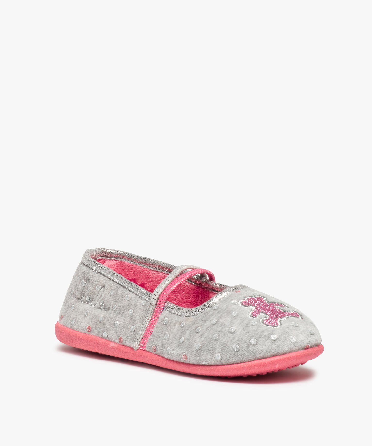 Chaussons fille ballerines à détails brillants - LuluCasta... gris | GEMO