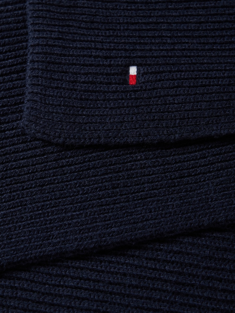Set aus Schal und Beanie mit Kaschmir-Anteil in dunkelblau