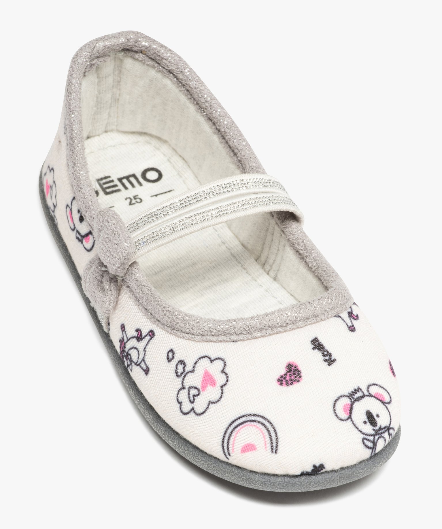 Chaussons en forme de ballerines en jersey imprimé fille beige | GEMO