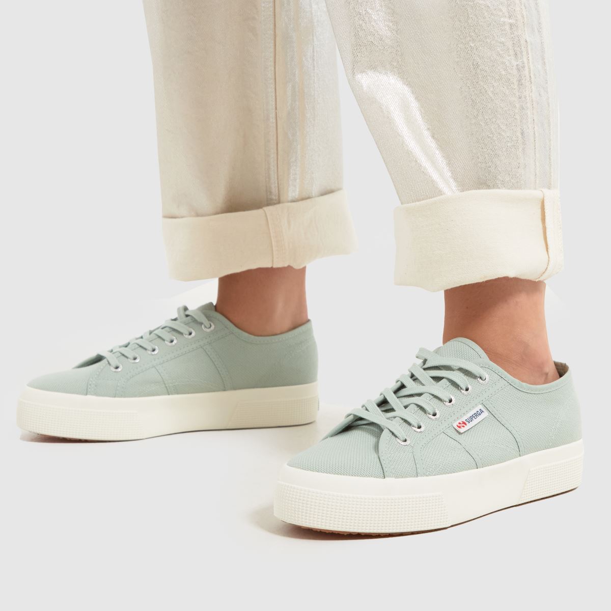 Světle zelené tenisky Superga 2740 na platformě