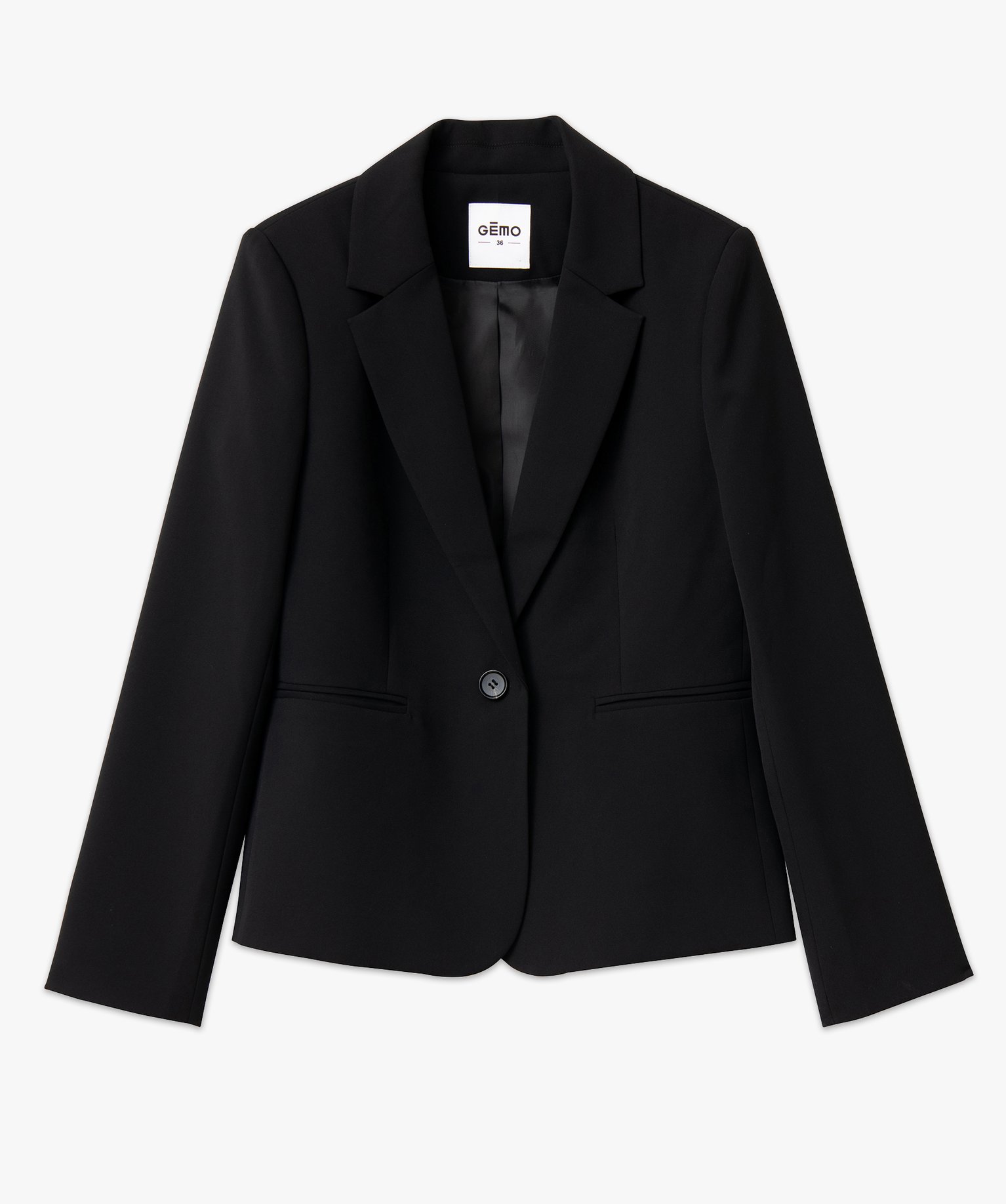 Veste de tailleur unie fermeture un bouton femme noir | GEMO