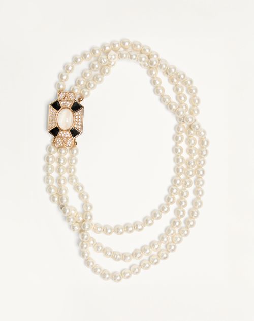 Colar Pas Plus em metal, esmalte, resina, pérolas e cristais Swarovski®