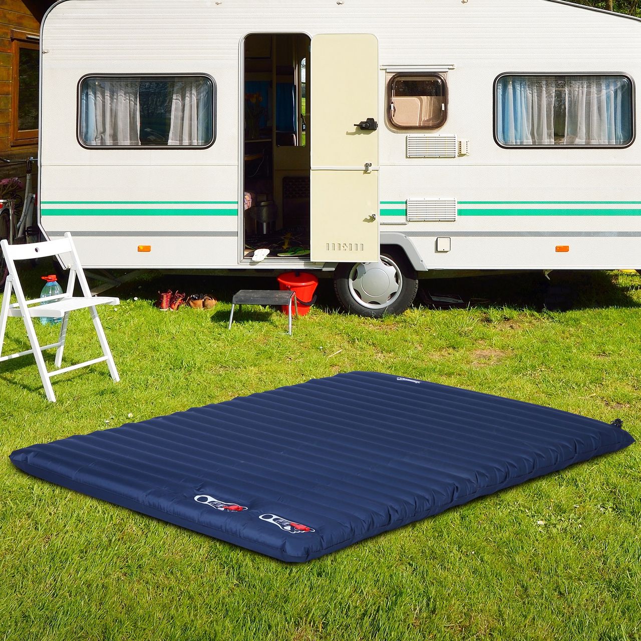Outsunny Luftmatraze Aufblasbare Luftbett Camping Matraze Schlafmatte Pongee