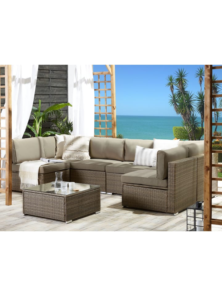 Beliani 7-tlg Lounge Set BELVEDERE in Braun günstig kaufen onesize