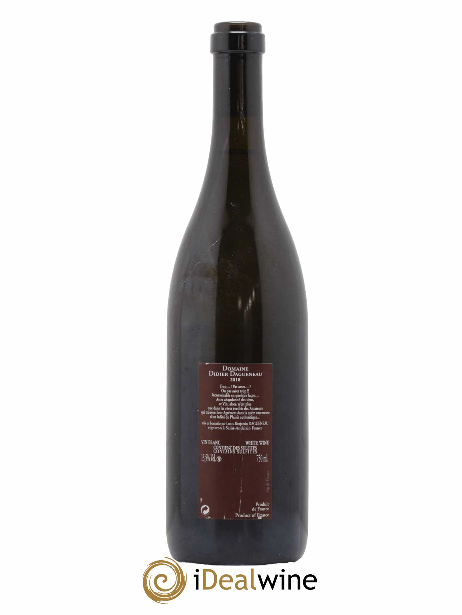Vin de France (anciennement Pouilly-Fumé) Pur Sang Dagueneau (Domaine Didier - Louis-Benjamin)  2018 - Lot de 1 Bouteille