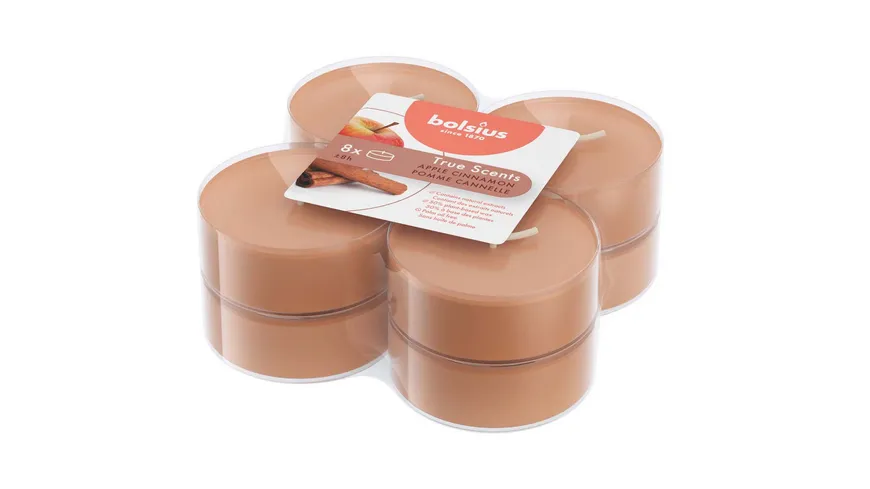 bolsius Maxi-Teelichte True Scents 8h 8er Pack Apple Cinammon