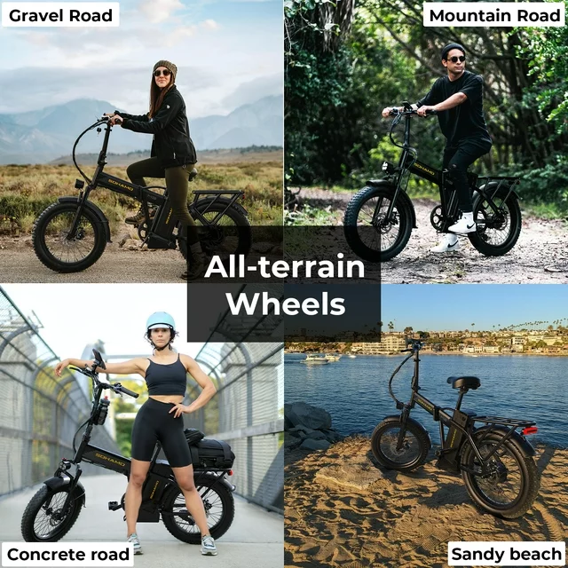 SOHAMO H3 Electric Bike for Adults 20 Fat Tire Folding Ebike, 750W Motor, 48V 15Ah Removable Battery, Front Suspension, Shimano 7 Speed Mountain Bike