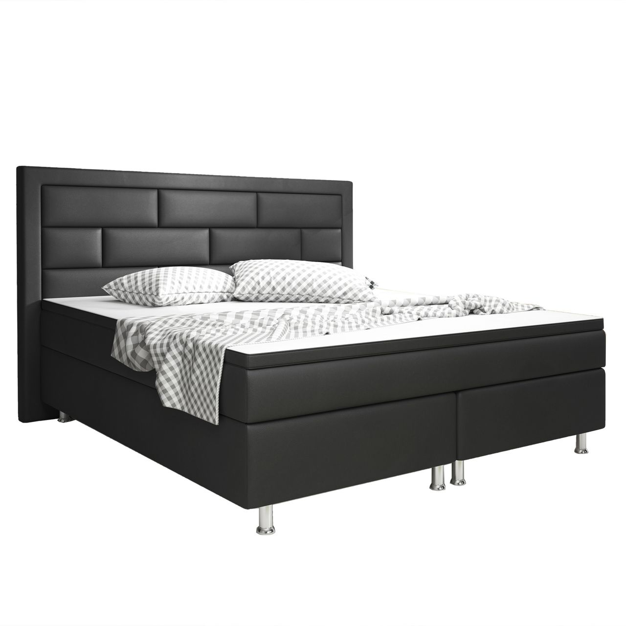 IHG Boxspringbett NIZZA 180x200 cm Kunstleder Schwarz